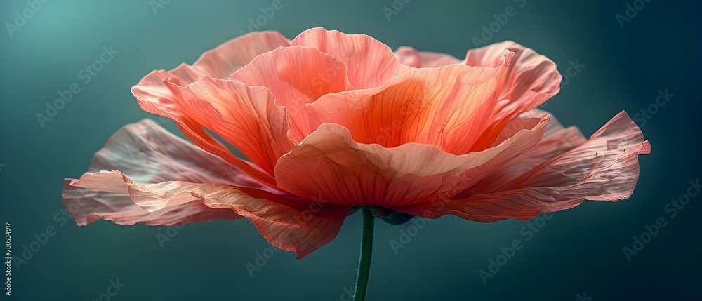 Closeup digital art of a single poppy flower ideal for interior decor. Concept Poppy Flower, Closeup Photography, Digital Art, Interior Decor, Home Decoration