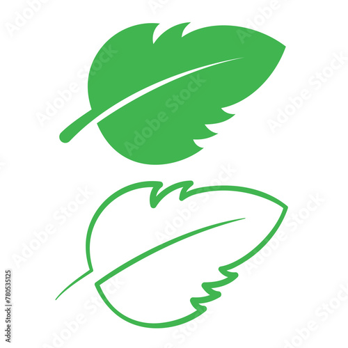 Green Leaf Shapes Outline And Flat