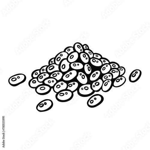 A handful of soybean seeds on a white background line vector.