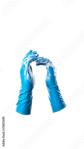 Blue Gloves on White Background
