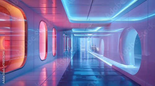 Pastel Capsule Hotel Interior. A charming capsule hotel interior with pastel-colored pods, offering a playful and inviting atmosphere for rest and relaxation