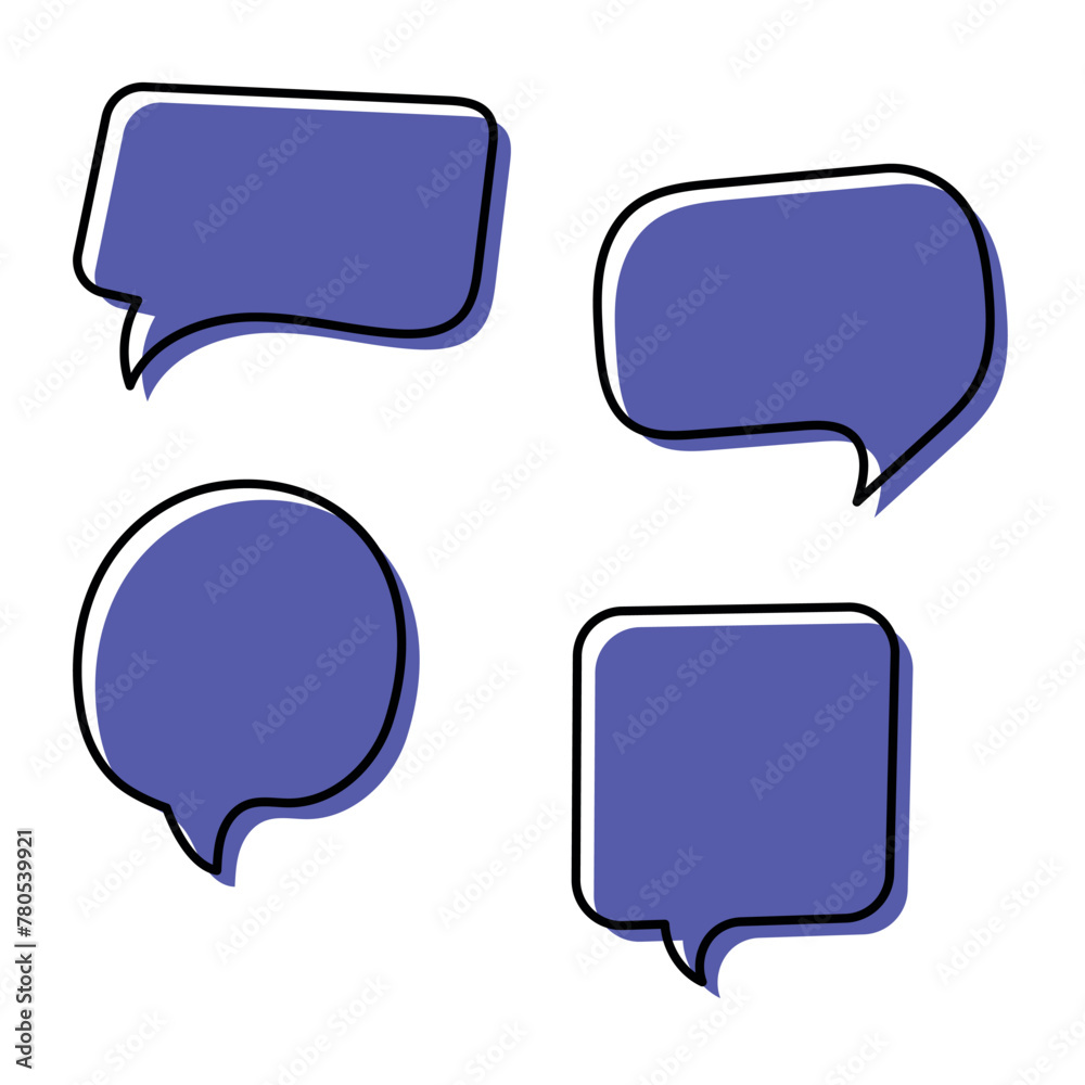 Hand Drawn Message Bubbles Set Offset Colours Hand Drawn Message Bubbles Set Offset Colours