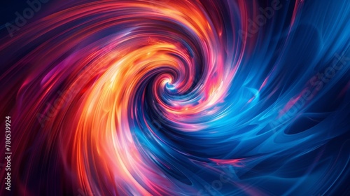 Abstract neon digital vortex, navy peach, vibrant swirl