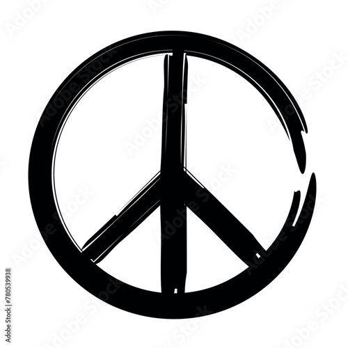 Hand Drawn Paint Stroke Peace Sign photo