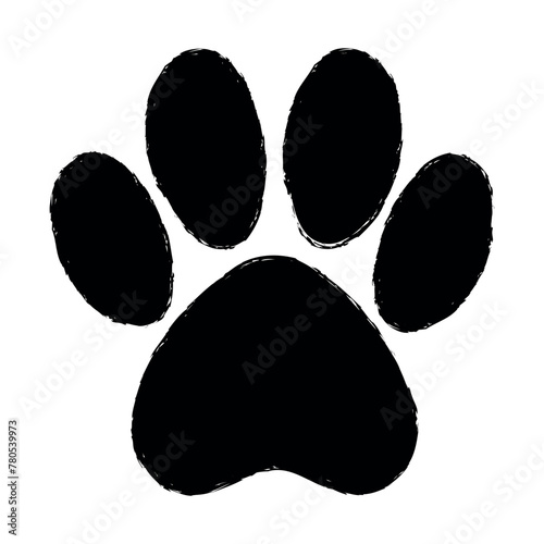 Hand Drawn Paint Paw Print