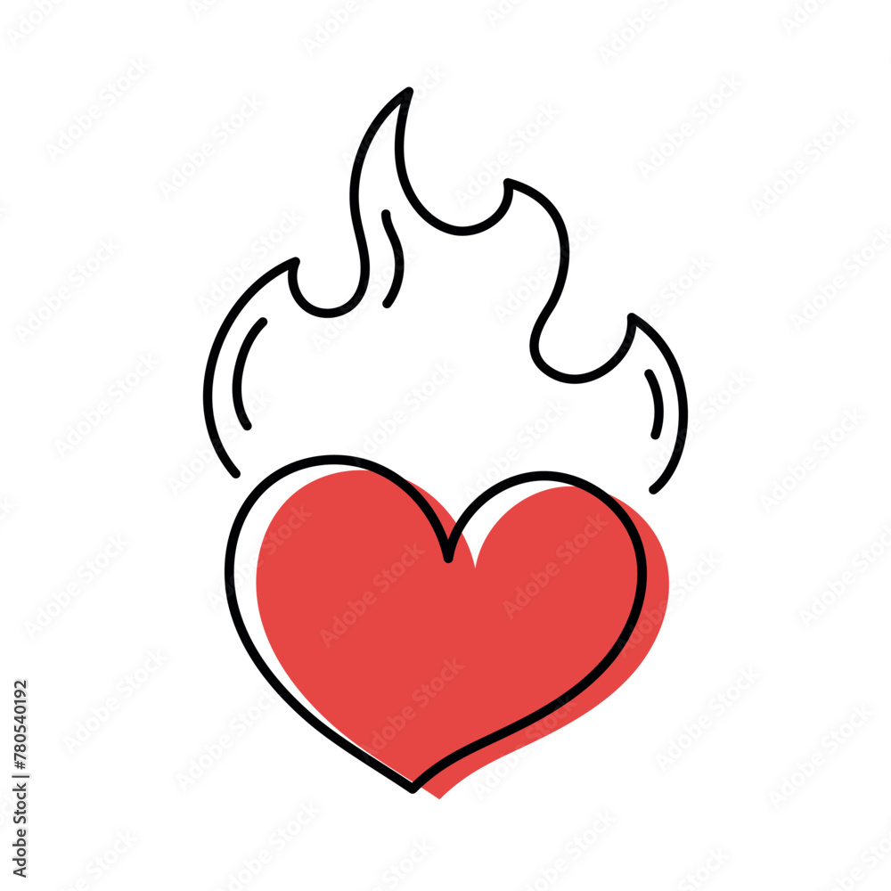 Heart Flames Hand Drawn Offset Heart Flames Hand Drawn Offset