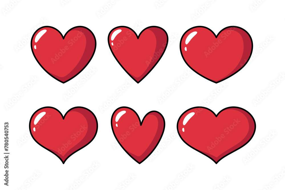 Hearts Outline Colour Style Set