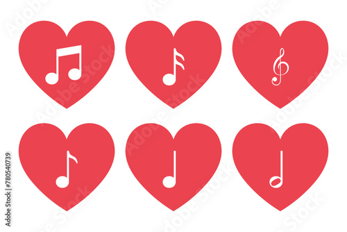 Hearts Music Notes Set