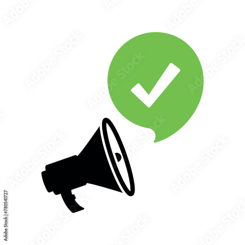 Megaphone Glyph With Check Mark Message