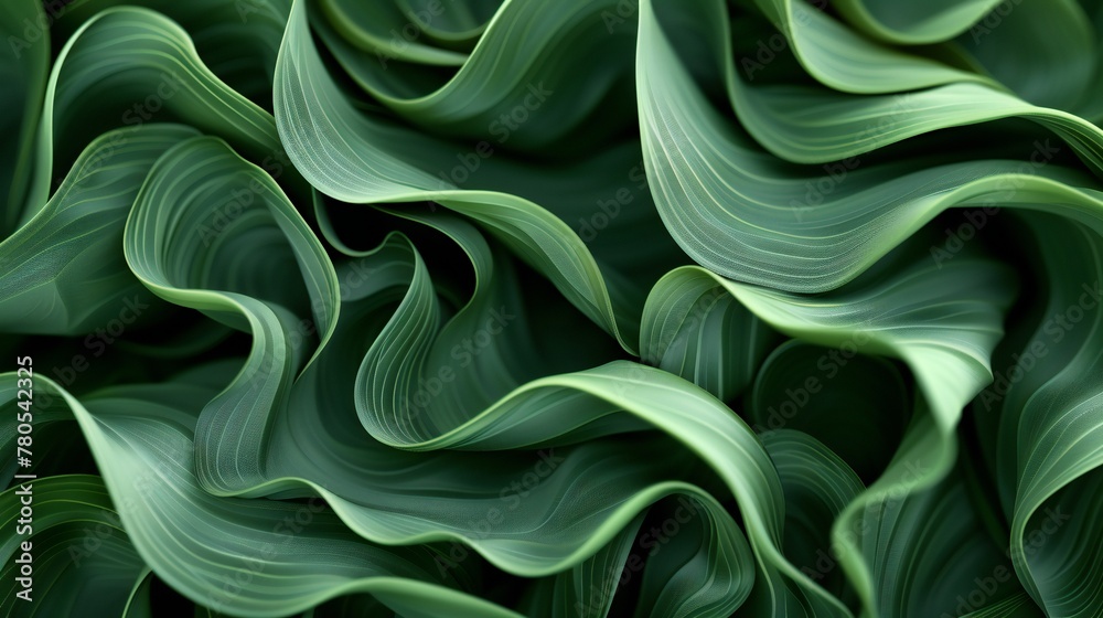 Obraz premium Verdant Whispers: Wavy magnolia botanical leaves evoke tranquility in macro.