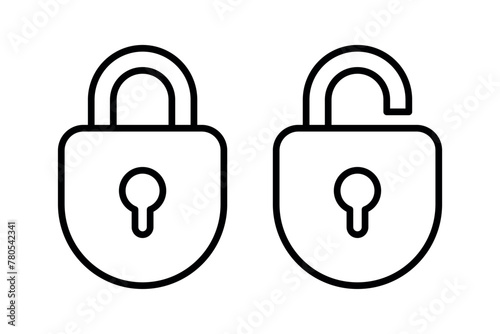 Padlocks Open And Closed Outline Style