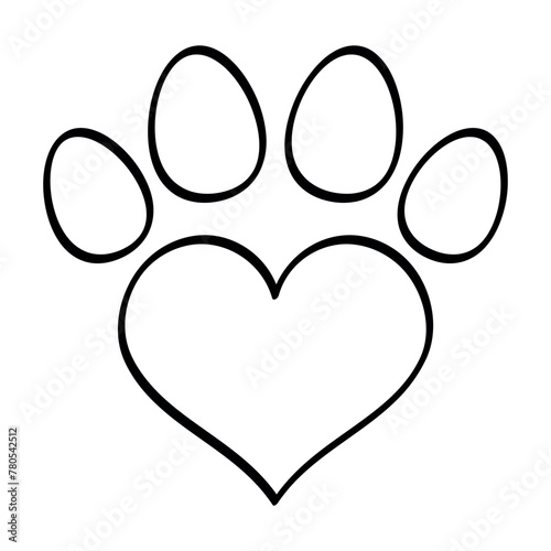 Paw Print Heart Shape Doodle