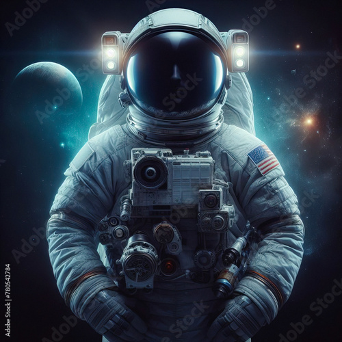 Alone in the Cosmos: Astronaut Explores the Infinite Blackness of Space. generative AI