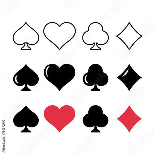 Playing Card Suits Multiple Styles