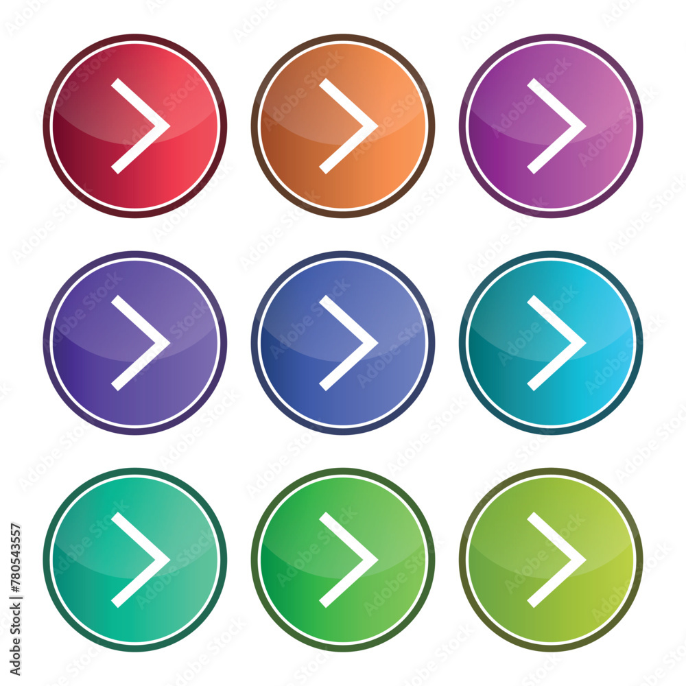 Right Arrows Gradient Multi Colours Set Right Arrows Gradient Multi Colours Set
