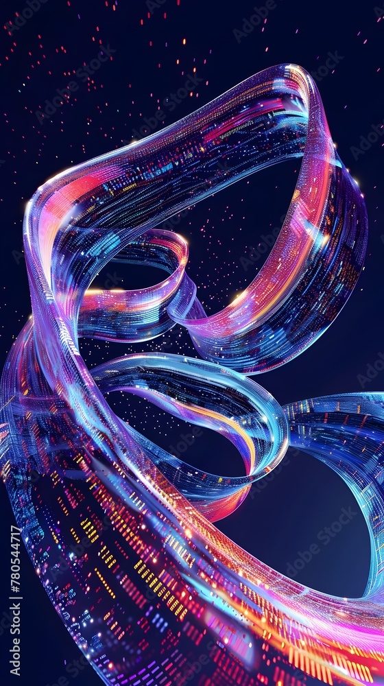 AI Algorithm Animation Intertwining Strands of Data Evolving into a ...