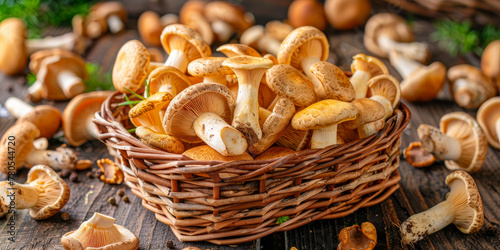Harvest Bounty: Basket of Freshly Picked Chanterelle Mushrooms