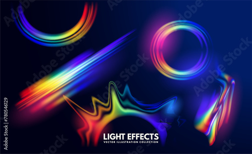 Transparent vector lens flare rainbow light effects. Special effects vector illustration.