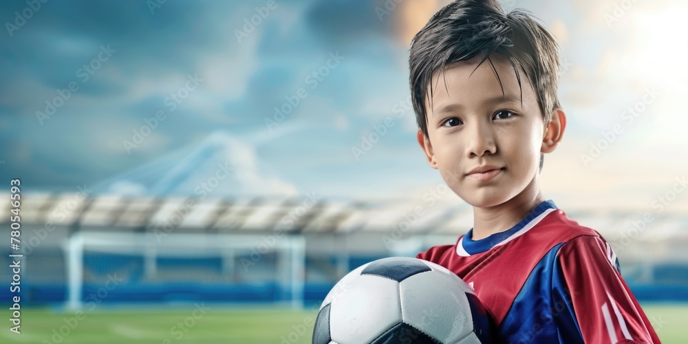 Youth Soccer Player Ready for the Game at Stadium