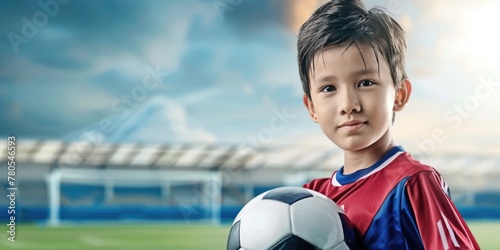 Youth Soccer Player Ready for the Game at Stadium