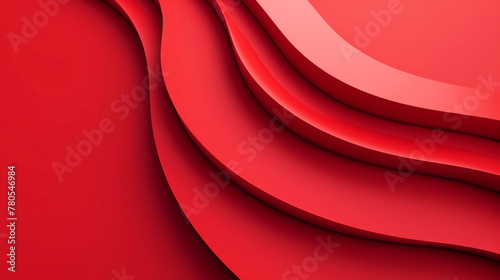 Abstract red layered waves with a smooth 3D curve design for backgrounds