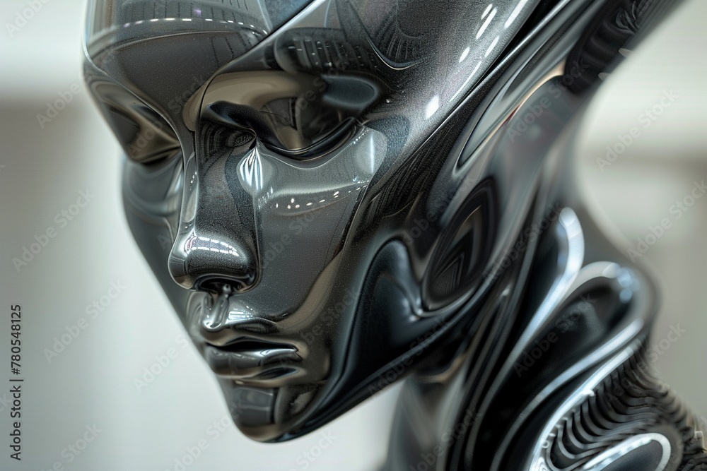 Create a sleek and futuristic sculpture inspired by high fashion runway designs ,close-up,ultra HD,digital photography Create a sleek and futuristic sculpture inspired by high fashion runway designs ,close-up,ultra HD,digital photography