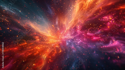 Create an explosive display of vibrant colors swirling together in the night sky ,3DCG,high resulution,clean sharp focus