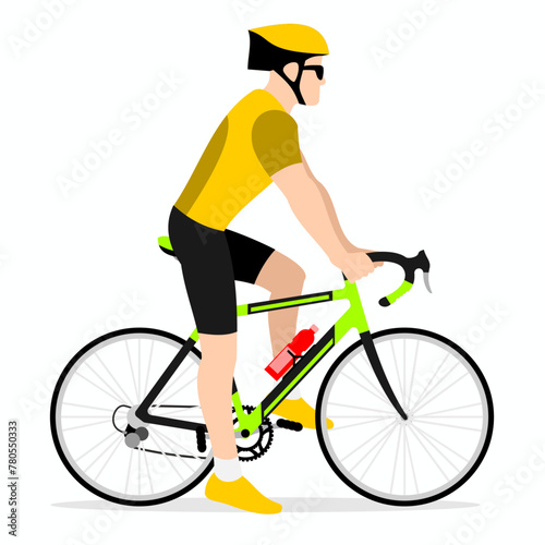Cyclist in the bicycle race. Cyclist in a flat style. Vector graphics