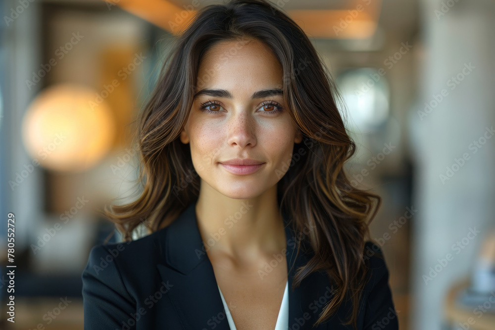 Obraz premium Confident Businesswoman in Modern Office Setting