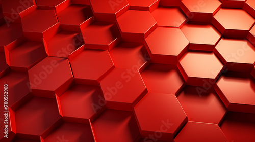 Luxurious Red Geometric Background with Hexagonal Pattern