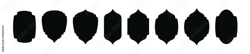 Set of vintage label and badges shape collections. Black template for patch. Vector