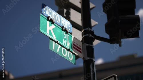 K street nw and 18th street nw street signs in downtown Washington DC symbolizing lobbying and corruption in nations capital photo