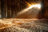Sunlight Streaming Through an Industrial Grain Silo at Dawn