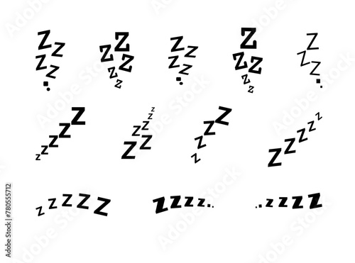 Zzz bed sleep snore icons snooze nap Z sound . Sleepy yawn or insomnia sleeper alarm clock Zzz line icons of goodnight deep sleep, bored or tired