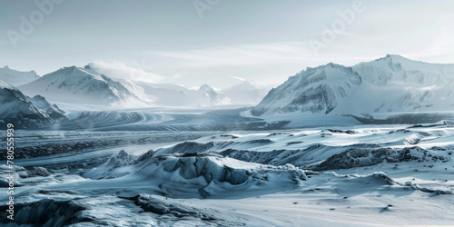 Majestic Winter Mountain Landscape in Blue Tones