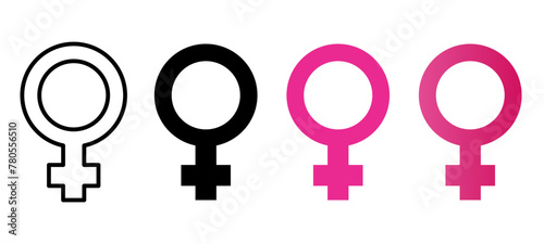 Female sex icon. Feminism pink symbol. Gender vector illustration. Girl power icon isolated.