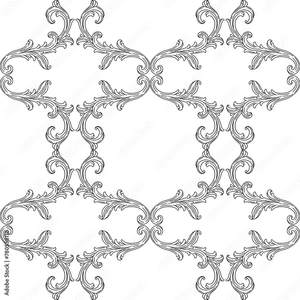 Naklejka premium Floral pattern in baroque style. Decorative curling plant.