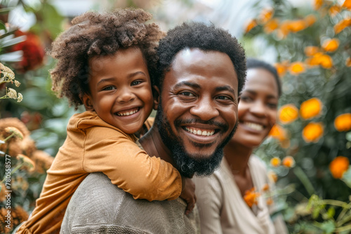 Joyful African American Family Enjoying Garden Time Together