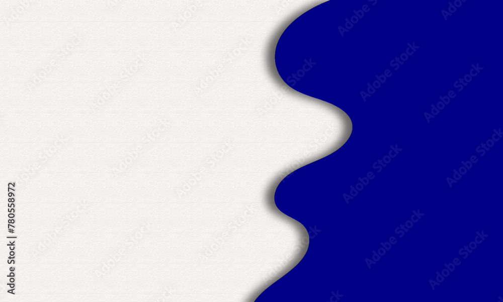 Psychedelic paper shapes background in white and blue with copy space