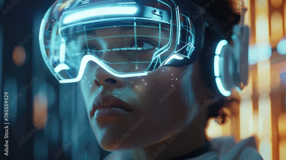Information technology with holographic and people. Generative AI.