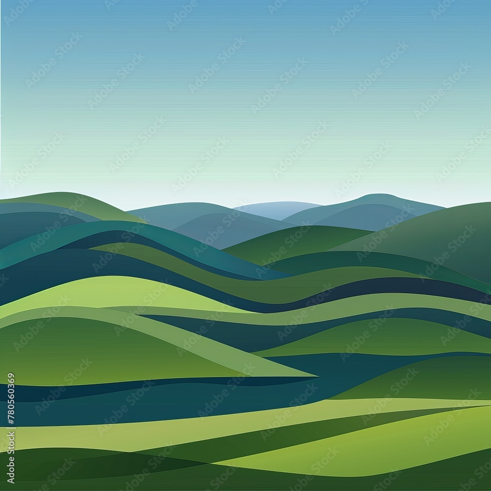 Background: Create a serene landscape with rolling hills and a calm lake, abstract , background