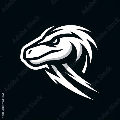 raptor head black and white simple minimalistic logo icon tattoo vector style illustration photo