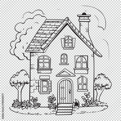 House with garden icon symbol  vector illustration on transparent background
