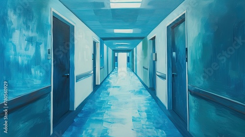 静かな病院の廊下の油絵_1 © mamemo