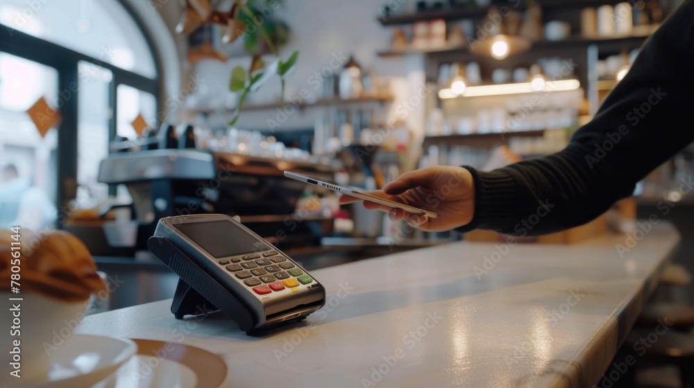 Contactless Payment at Modern Cafe Using Credit Card
