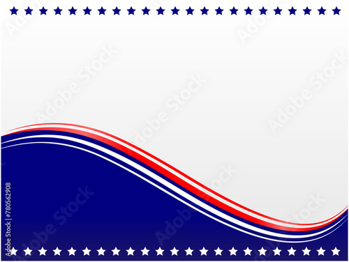 Abstract USA flag symbols wave pattern corner border design template with empty space for your text.