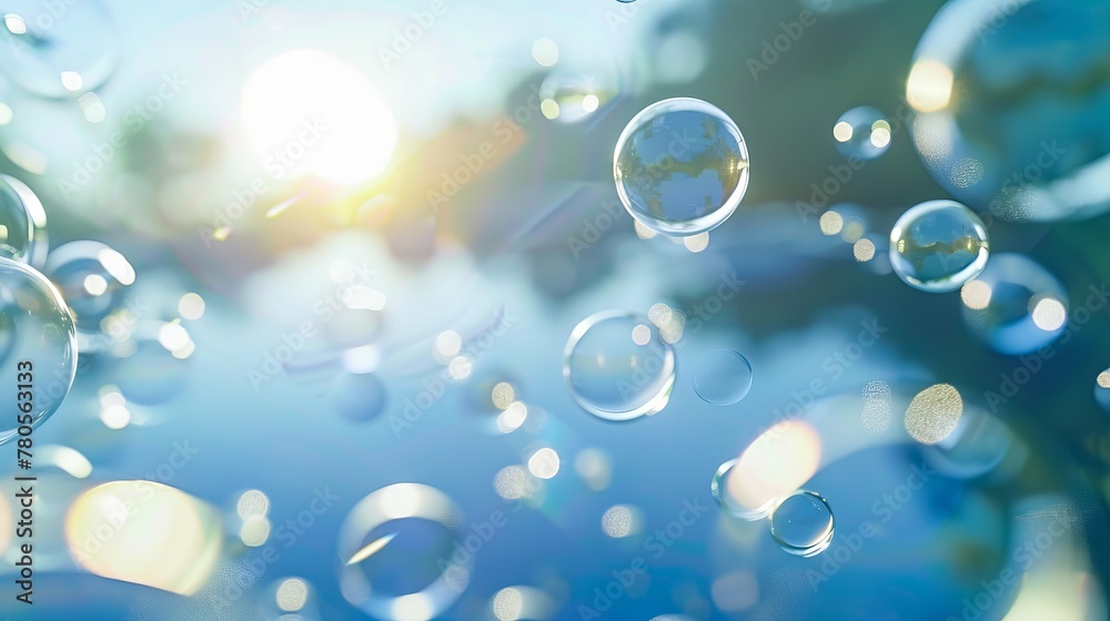 A detailed close-up of a soap bubble on a smooth surface, capturing the distorted reflection of the surroundings, super realistic