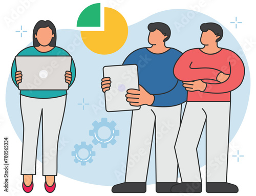 Business people working on business management analysis background illustration