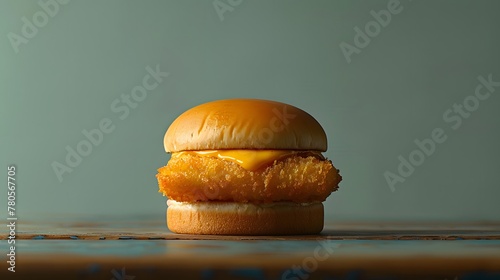 A close-up view of delicious baked fish burger
