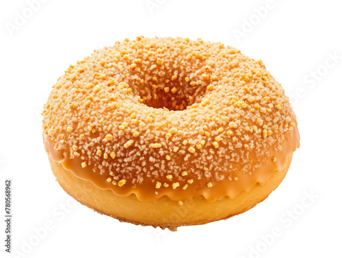 Donut isolated on transparent background cutout, PNG file.